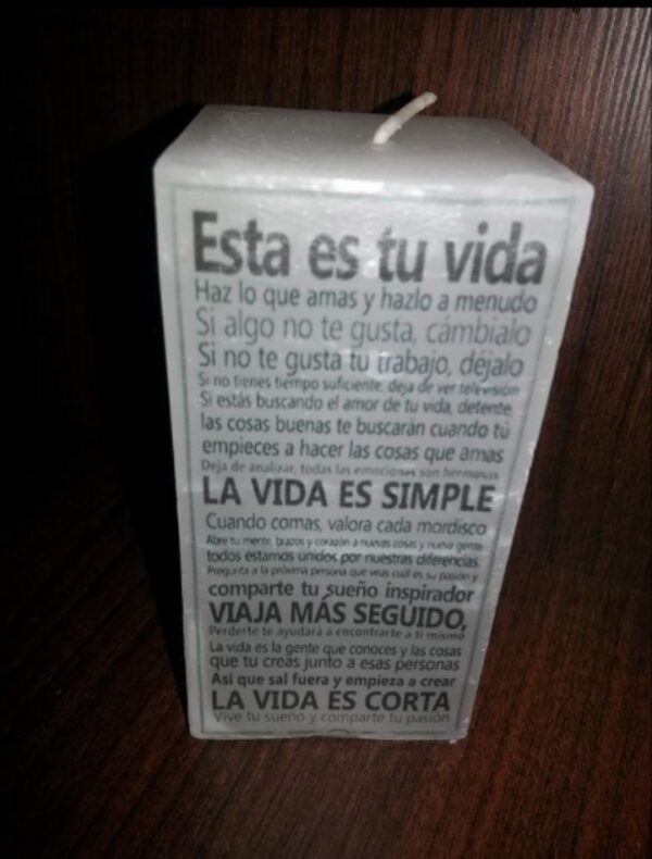 Vela Rectangularde Parafina con Impresión.  RG205/A